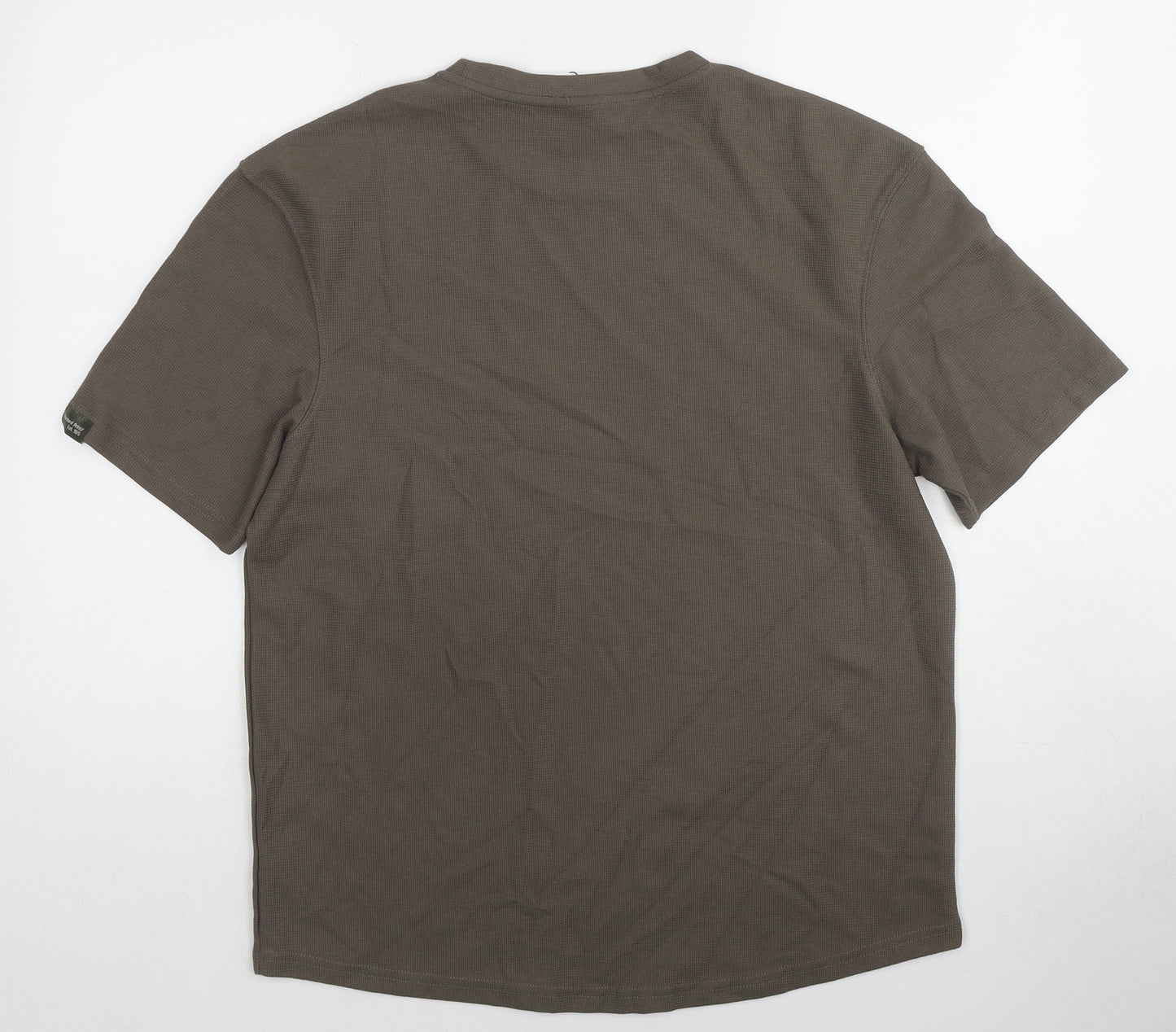 Zara Mens Green Cotton T-Shirt Size M Round Neck