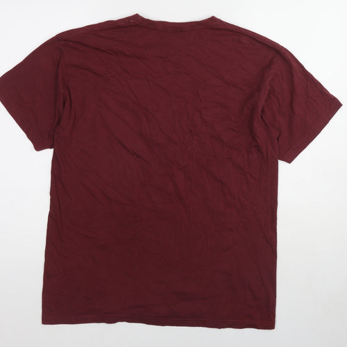 JHK Mens Red Cotton T-Shirt Size M Round Neck