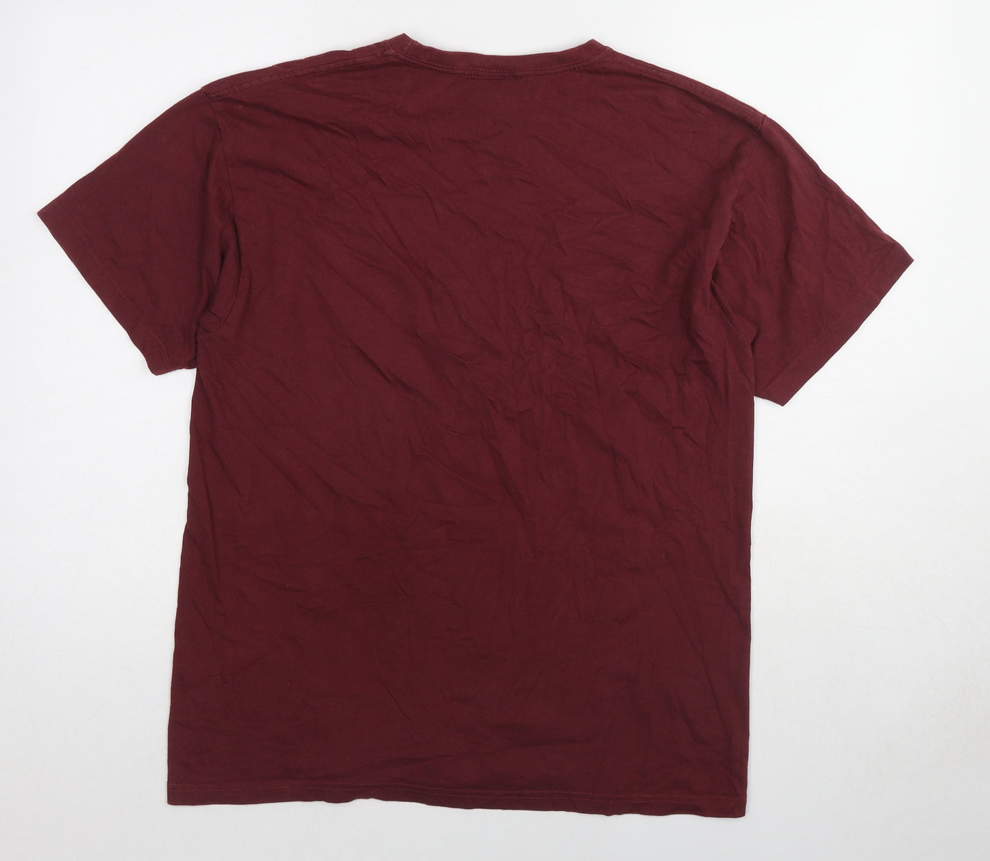 JHK Mens Red Cotton T-Shirt Size M Round Neck