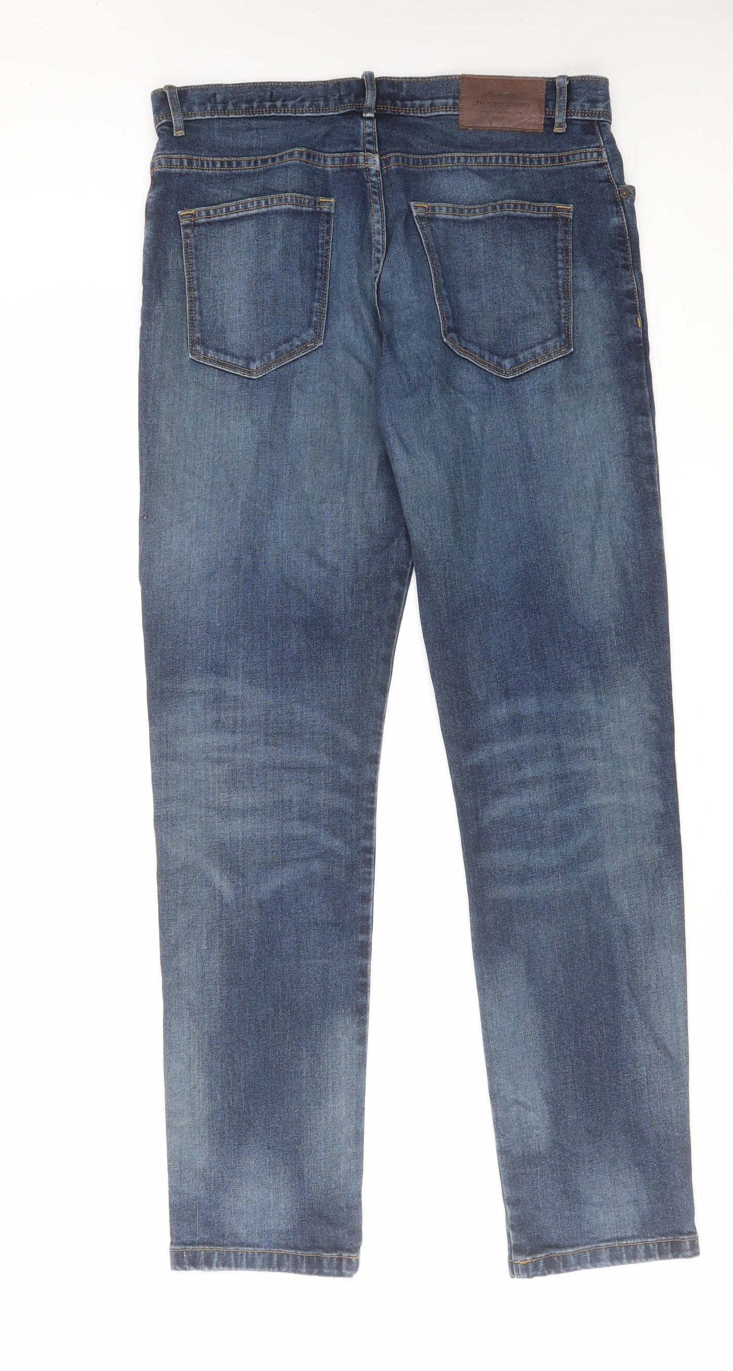 TU Mens Blue Cotton Tapered Jeans Size 32 in L32 in Regular Zip