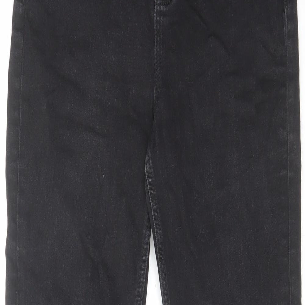 Marks and Spencer Womens Black Cotton Bootcut Jeans Size 8 L29 in Slim Zip