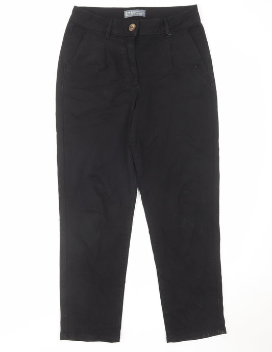 Denim & Co. Womens Black Cotton Straight Jeans Size 10 L28 in Regular Zip