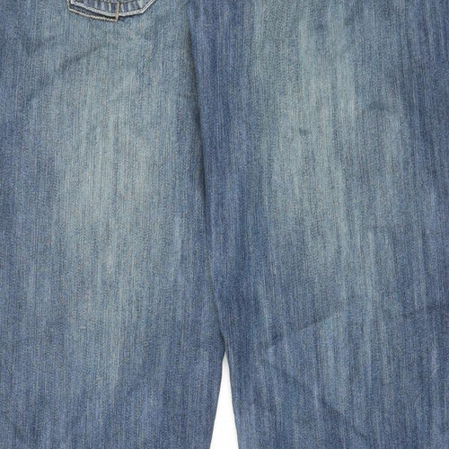 Authentic Denim Womens Blue Cotton Straight Jeans Size 16 L32 in Regular Zip