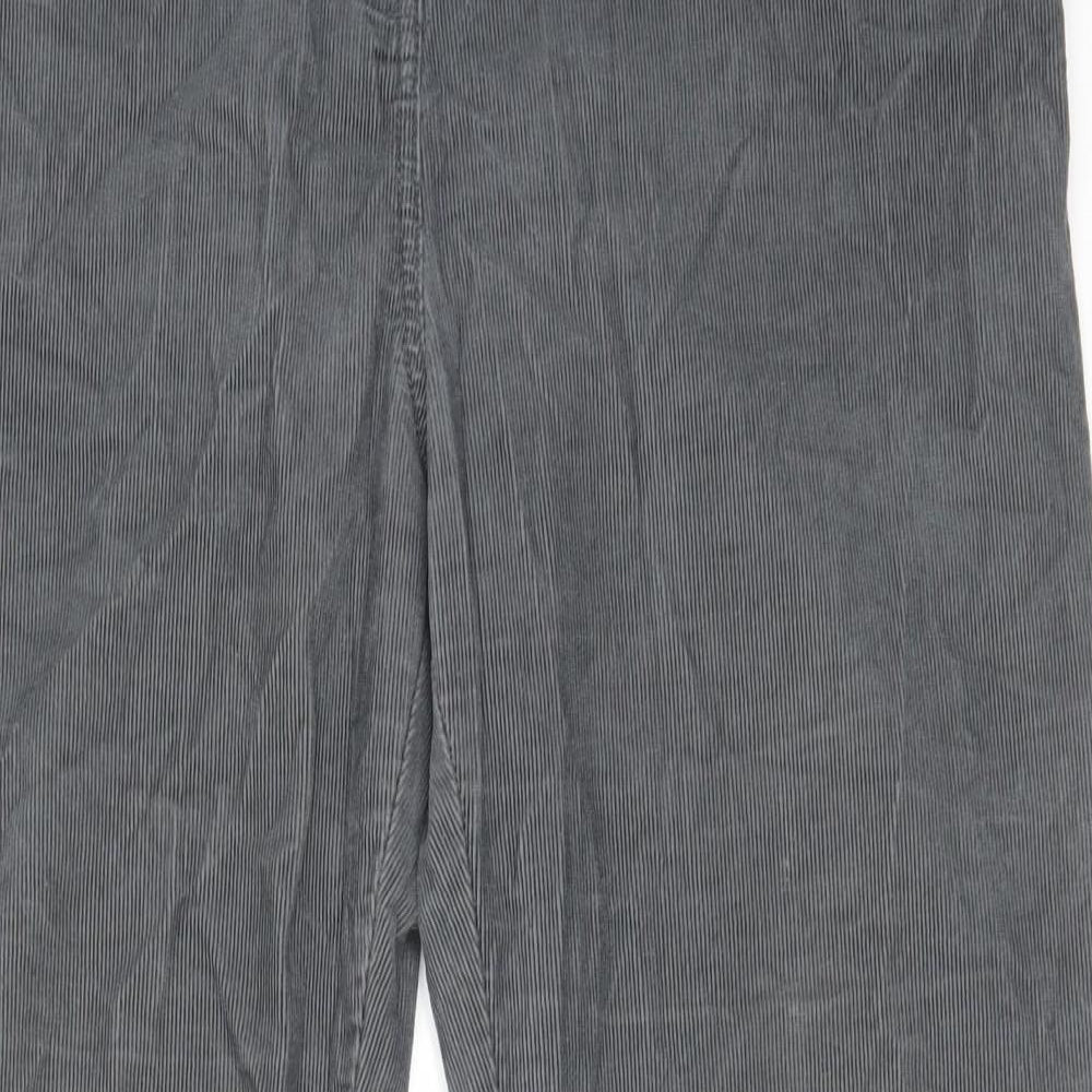 Marks and Spencer Womens Grey Cotton Trousers Size 16 L29 in Regular Zip