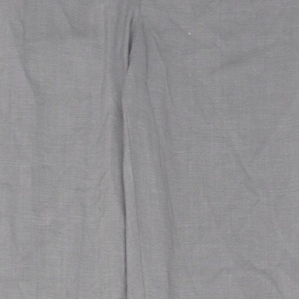 NEXT Womens Grey Polyester Chino Trousers Size 16 L32 in Regular Hook & Eye