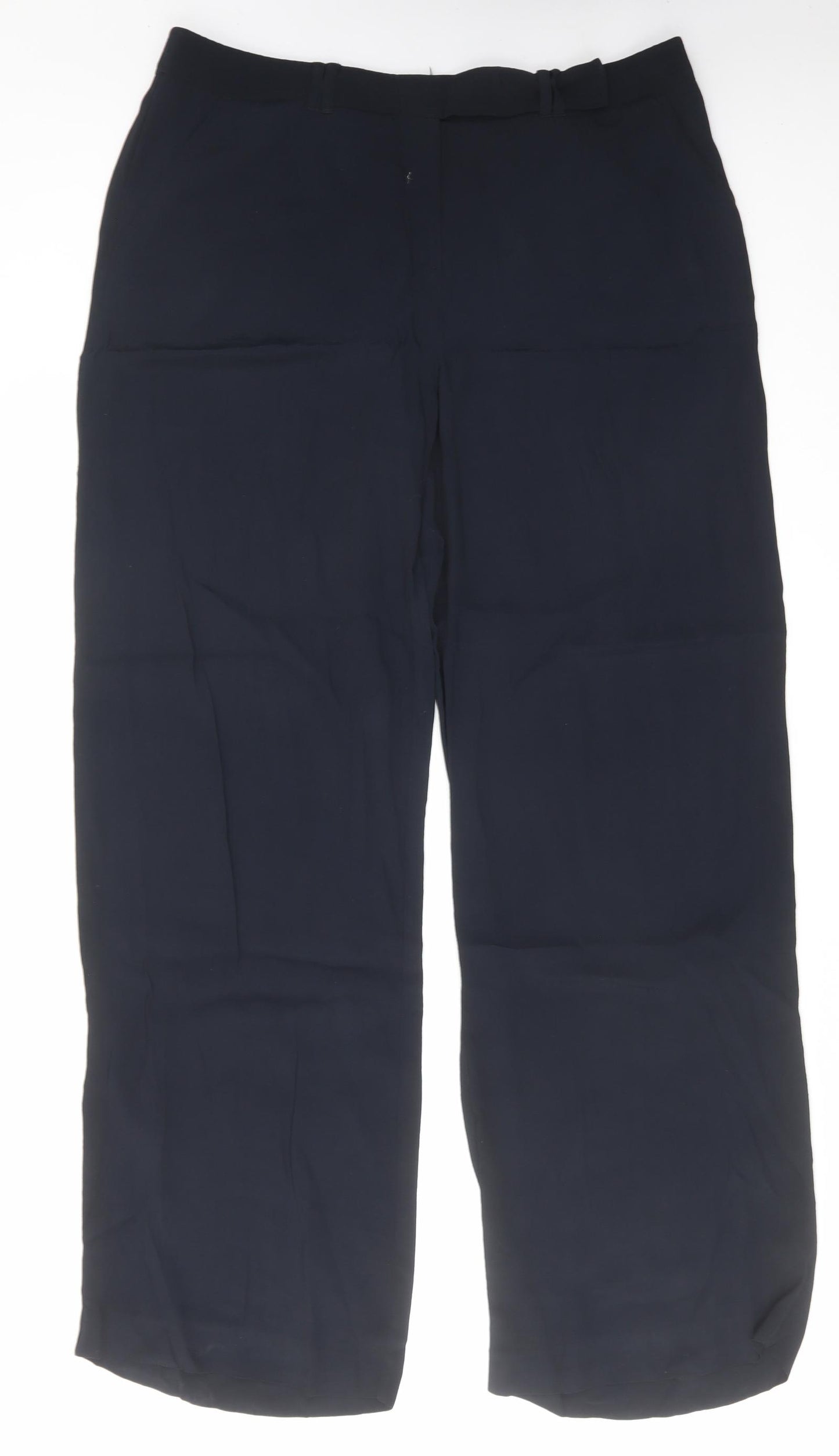 NEXT Womens Blue Viscose Trousers Size 16 L34 in Regular Zip