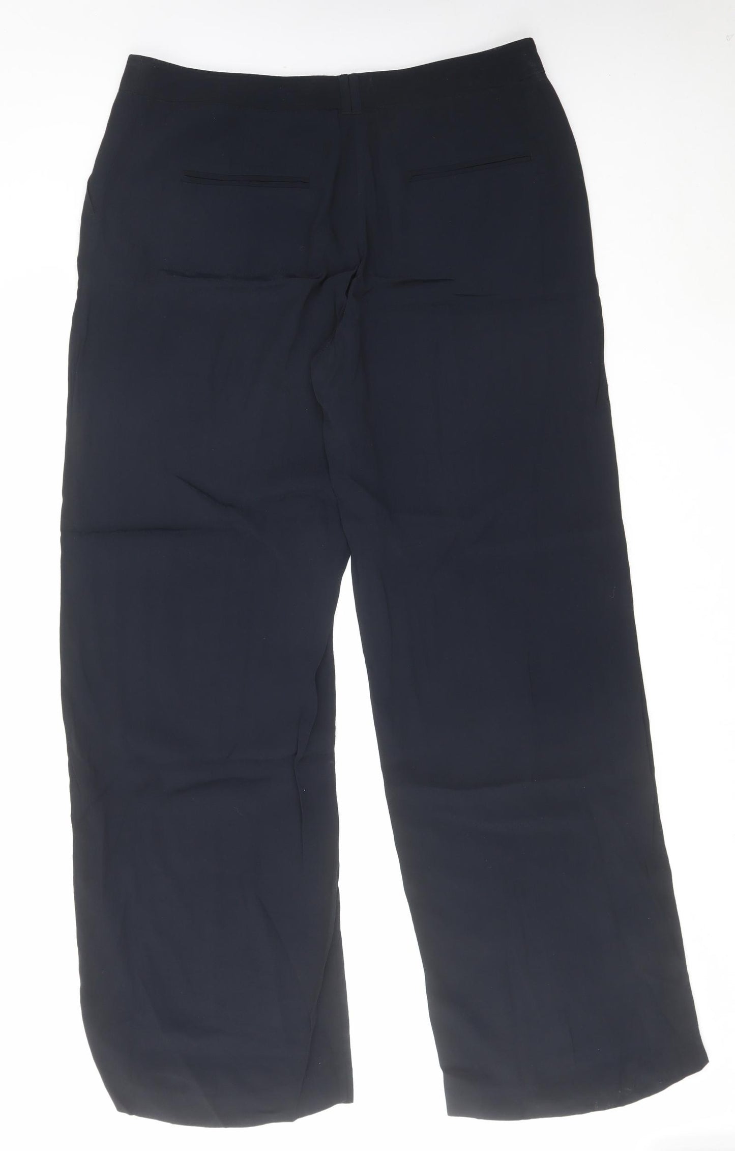 NEXT Womens Blue Viscose Trousers Size 16 L34 in Regular Zip