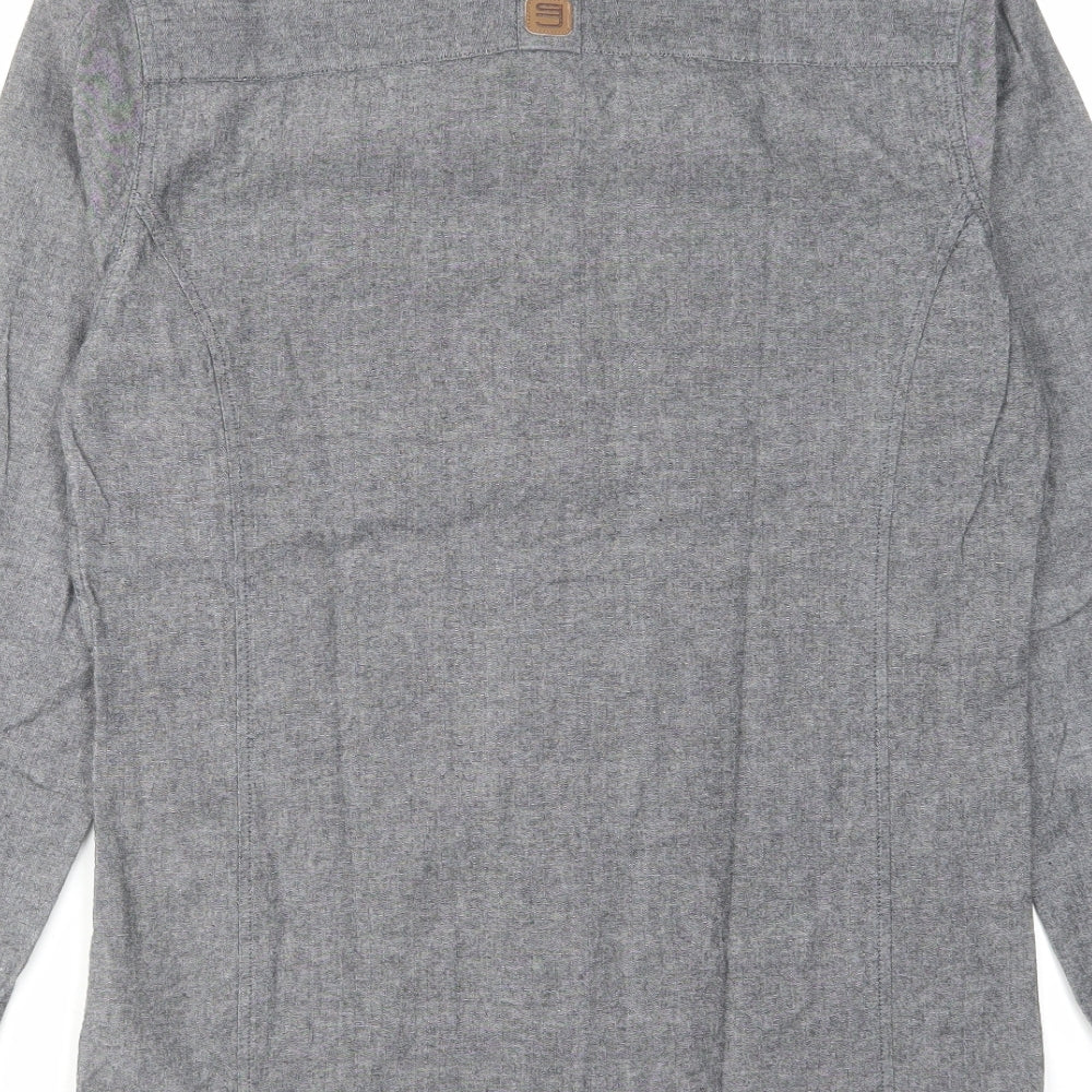 Smith & Jones Mens Grey Cotton Button-Up Size S Collared Button