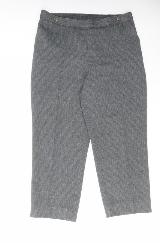 Marks and Spencer Womens Grey Polyester Cropped Trousers Size 14 L24 in Regular