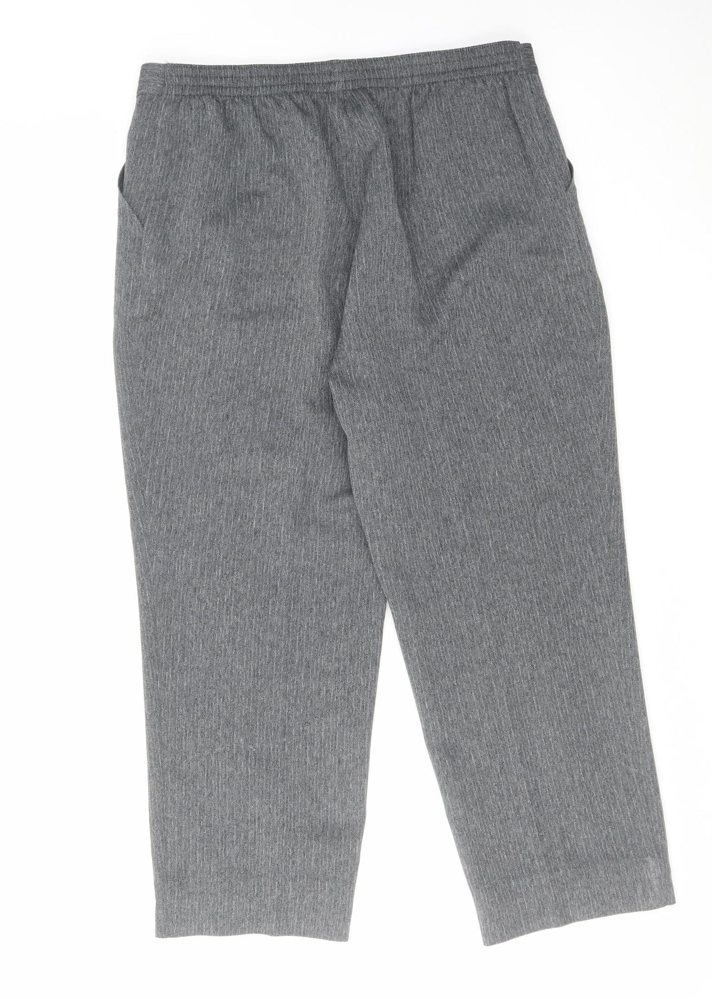 Marks and Spencer Womens Grey Polyester Cropped Trousers Size 14 L24 in Regular