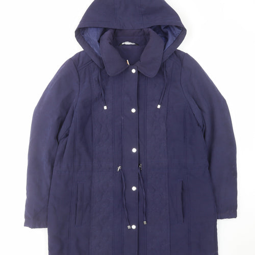 Bonmarché Womens Blue Rain Coat Coat Size 14 Zip