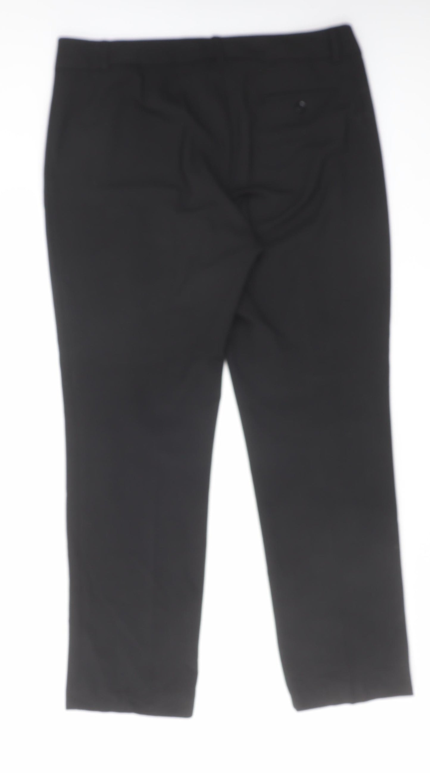 Marks and Spencer Womens Black Polyester Trousers Size 14 L28 in Regular Hook & Eye