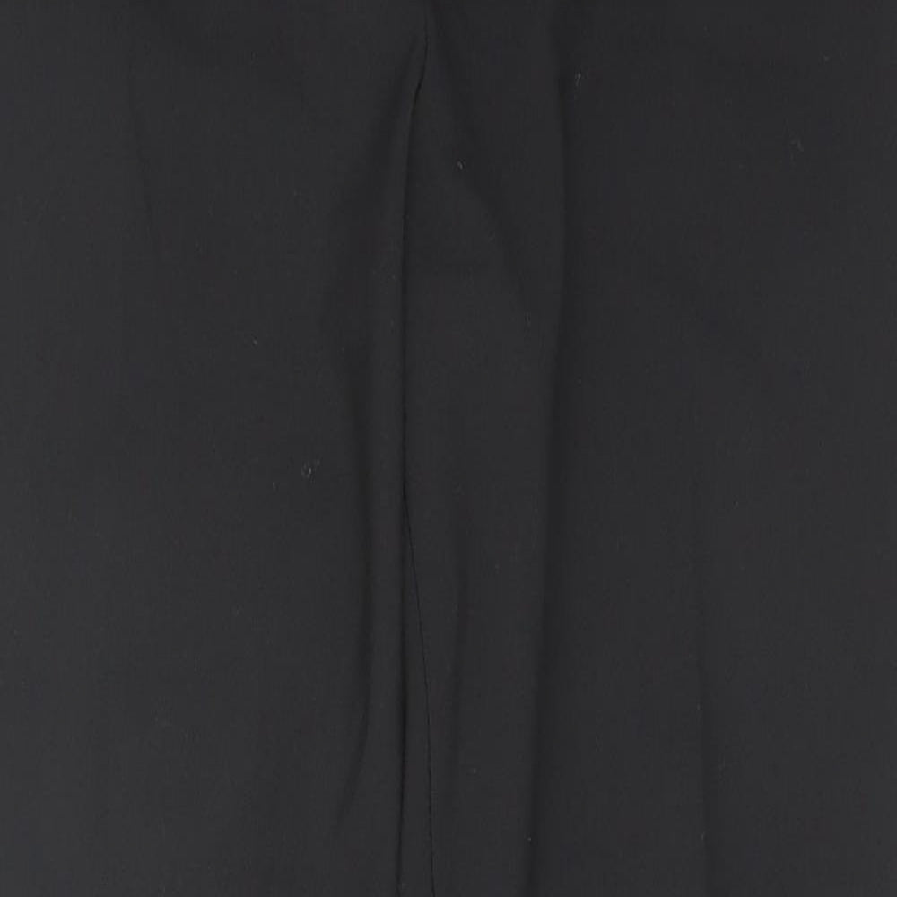 Marks and Spencer Womens Black Polyester Trousers Size 14 L28 in Regular Hook & Eye