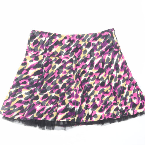 River Island Womens Multicoloured Geometric Cotton Mini Skirt Size 10 Zip - Tulle under skirt