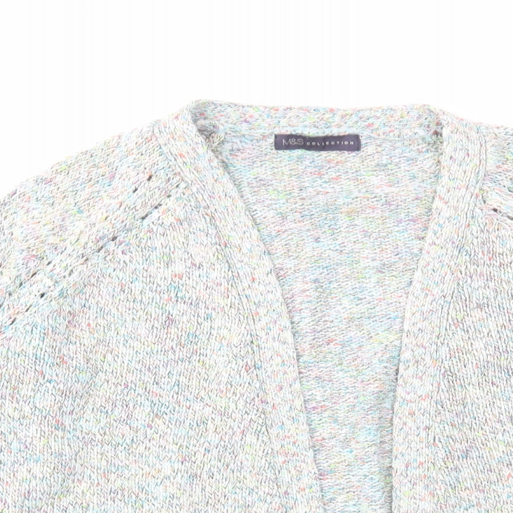 Marks and Spencer Womens Multicoloured V-Neck Polyester Cardigan Jumper Size 16