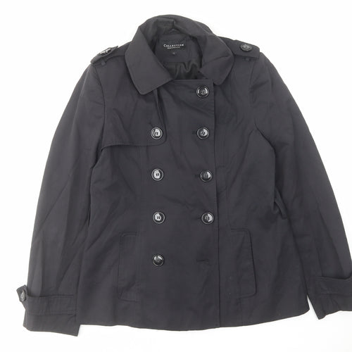 Debenhams Womens Black Pea Coat Coat Size 12 Button