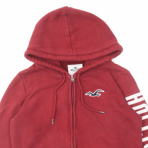 Hollister Mens Red Cotton Full Zip Hoodie Size S