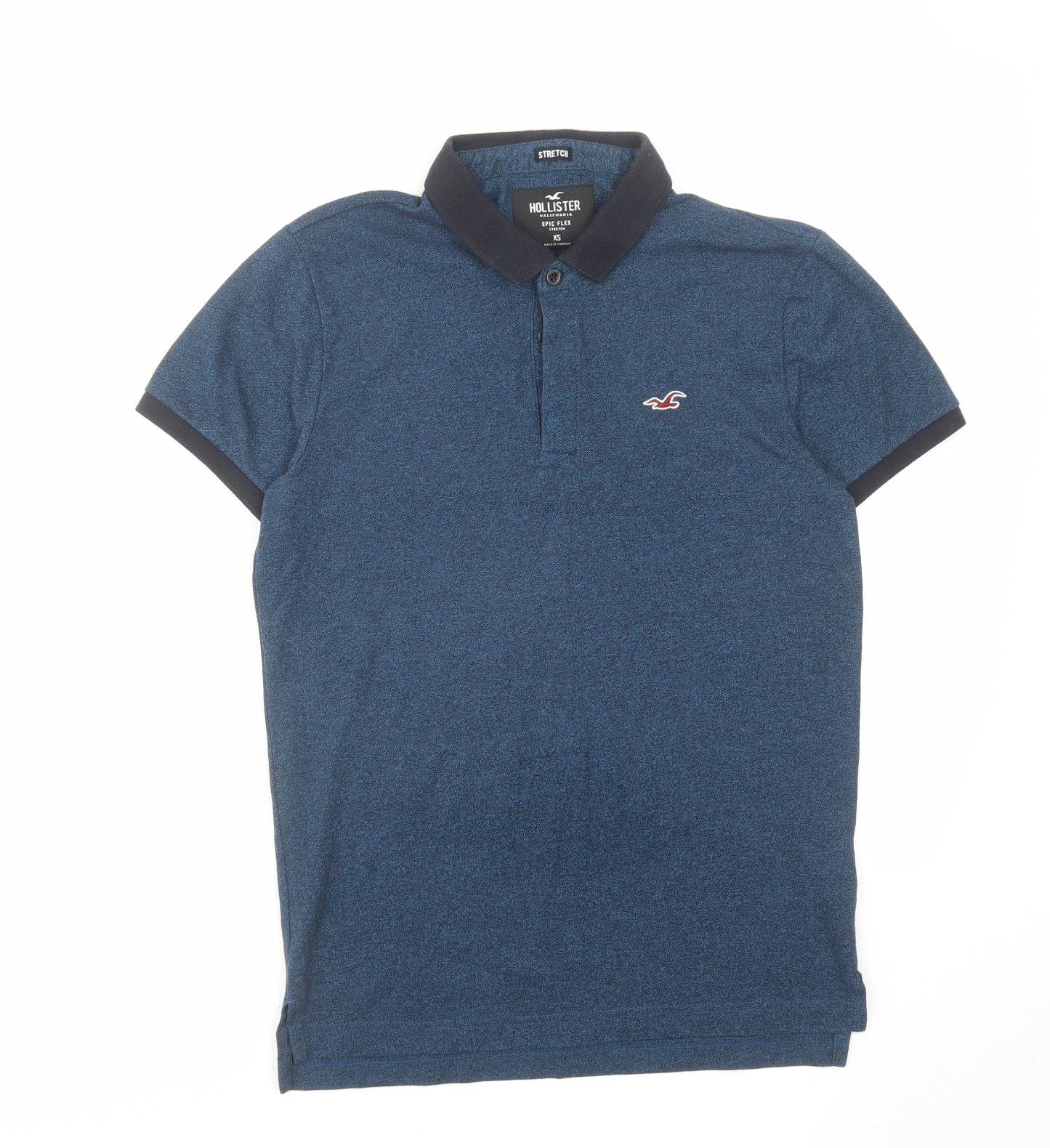 Hollister Mens Blue Cotton Polo Size XS Collared Button