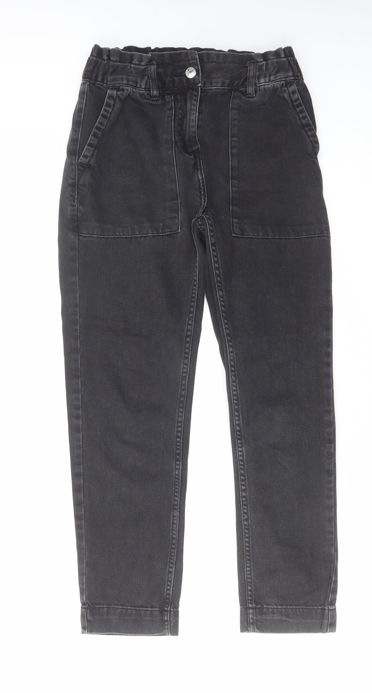 NEXT Womens Black Cotton Straight Jeans Size 6 L26 in Regular Zip