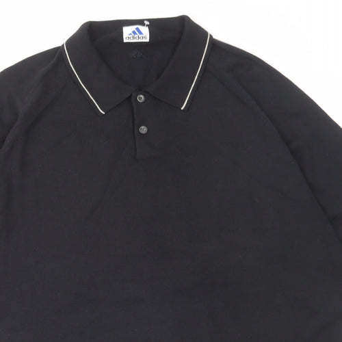 adidas Mens Black Cotton Polo Size XL Collared Button