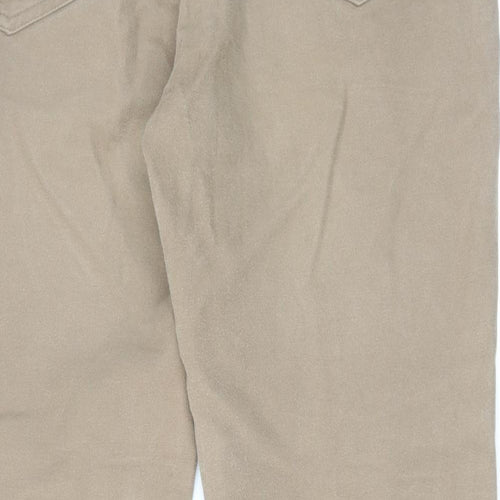 Austin Reed Mens Brown Cotton Trousers Size 38 in L30 in Regular Zip