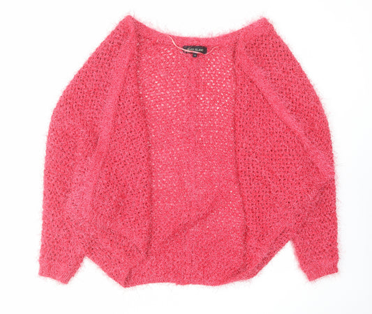 River Island Womens Pink V-Neck Polyester Cardigan Jumper Size 12