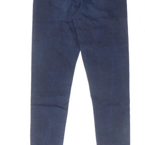 Marks and Spencer Womens Blue Cotton Skinny Jeans Size 10 L29 in Regular Zip