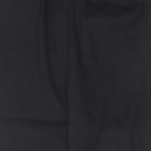Jennifer & Grace Womens Black Linen Cropped Trousers Size 18 L25 in Regular Hook & Eye