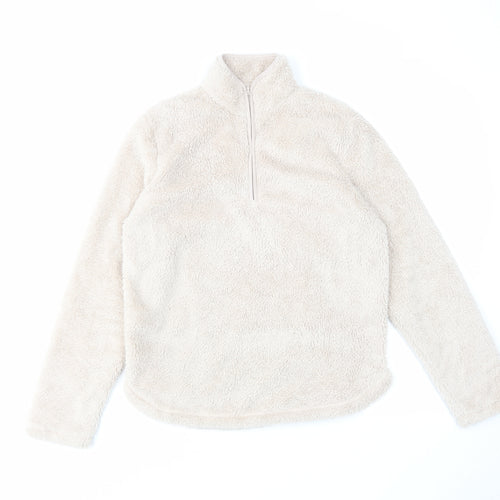 H&M Womens Beige Polyester Pullover Sweatshirt Size XS Zip