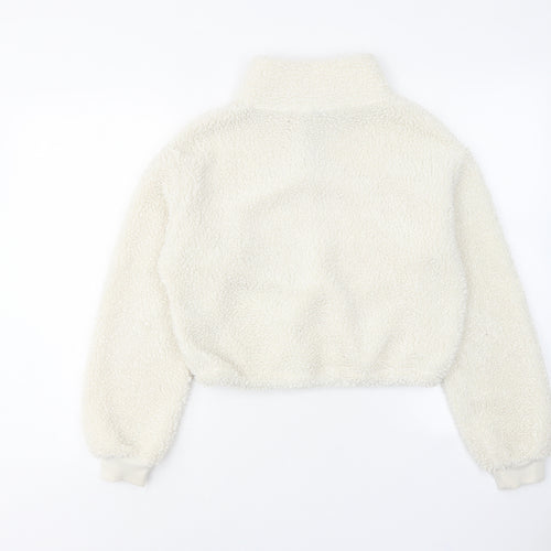 H&M Womens White Polyester Pullover Sweatshirt Size S Zip