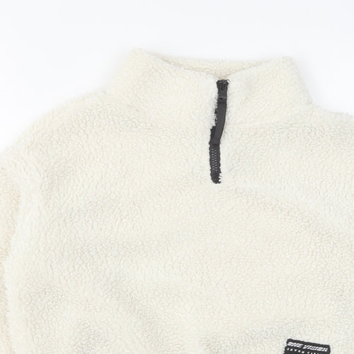 H&M Womens White Polyester Pullover Sweatshirt Size S Zip