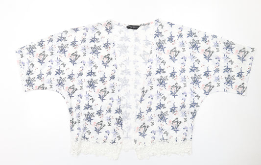 Boohoo Womens White Geometric Polyester Kimono Blouse Size L V-Neck