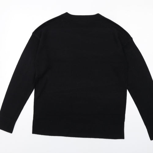 NEXT Womens Black Round Neck Acrylic Pullover Jumper Size S