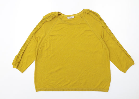 Per Una Womens Yellow Round Neck Viscose Pullover Jumper Size 18