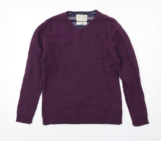 White Stuff Womens Purple V-Neck Wool Pullover Jumper Size M