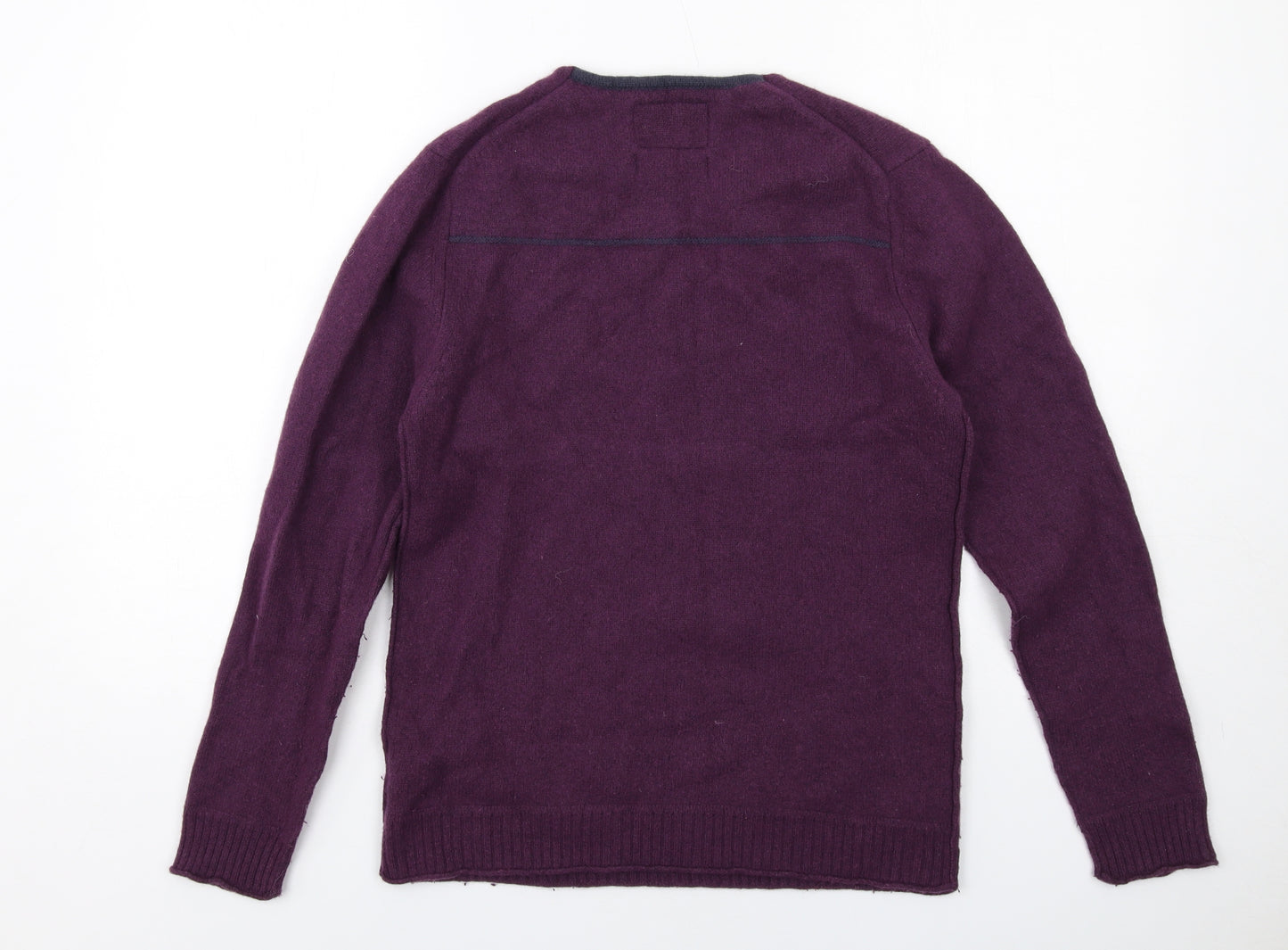 White Stuff Womens Purple V-Neck Wool Pullover Jumper Size M