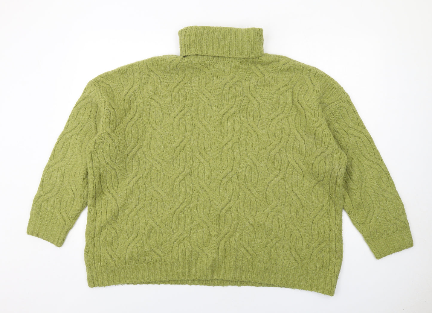 Marks and Spencer Womens Green Roll Neck Acrylic Pullover Jumper Size XL