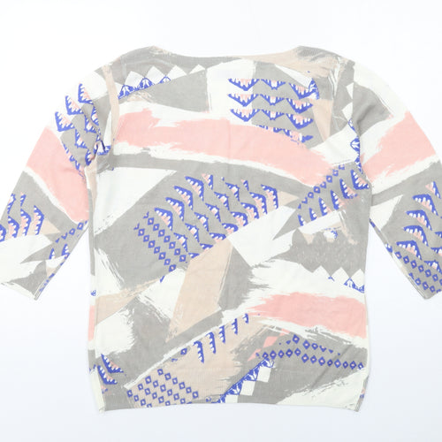 Per Una Womens Multicoloured Round Neck Geometric Acrylic Pullover Jumper Size 14