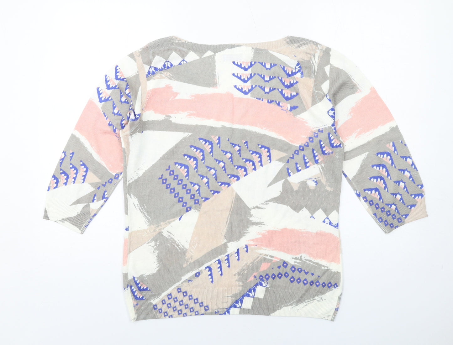 Per Una Womens Multicoloured Round Neck Geometric Acrylic Pullover Jumper Size 14
