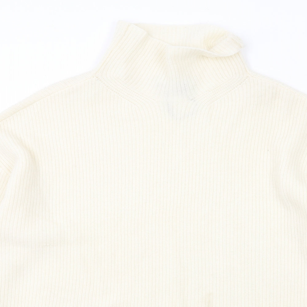 Autograph Womens Ivory High Neck Wool Pullover Jumper Size L