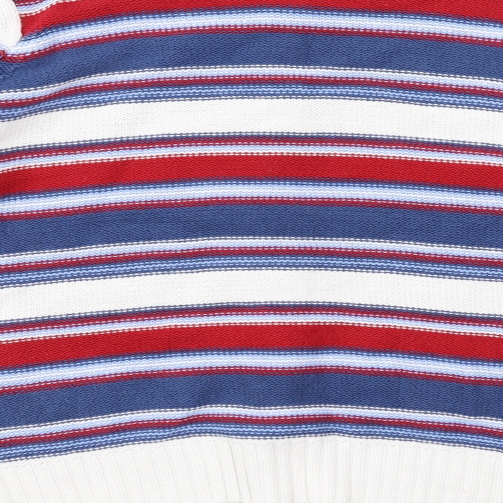 EWM Womens Multicoloured Round Neck Striped Cotton Cardigan Jumper Size 14 - Size 14-16