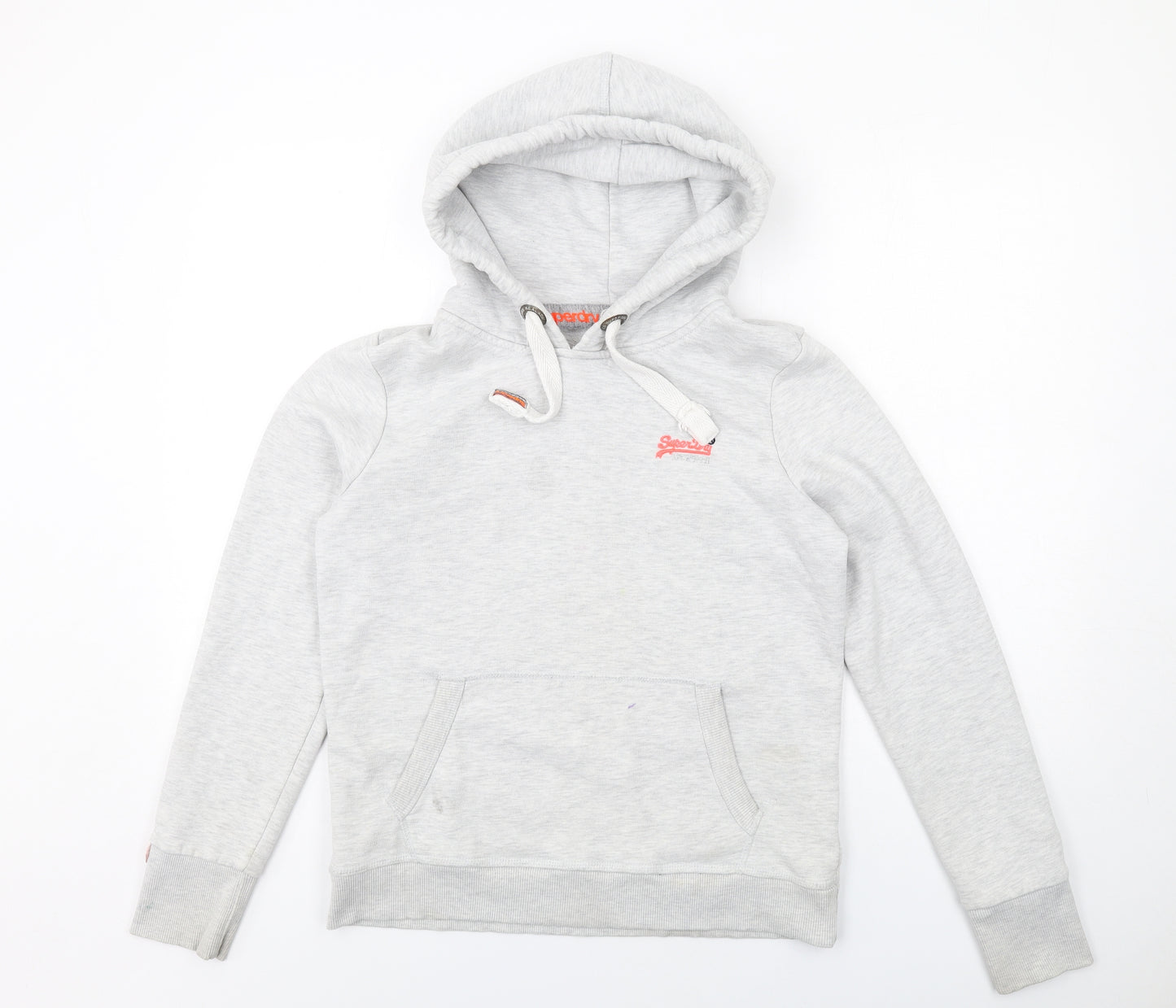 Superdry Womens Grey Cotton Pullover Hoodie Size L Pullover
