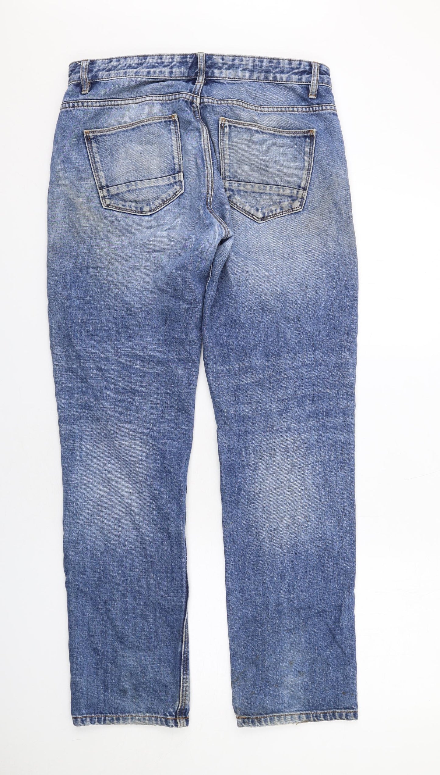 NEXT Mens Blue Cotton Straight Jeans Size 32 in L31 in Regular Button