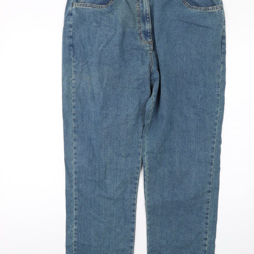 Being Casual Womens Blue Cotton Straight Jeans Size 16 L27 in Regular Zip