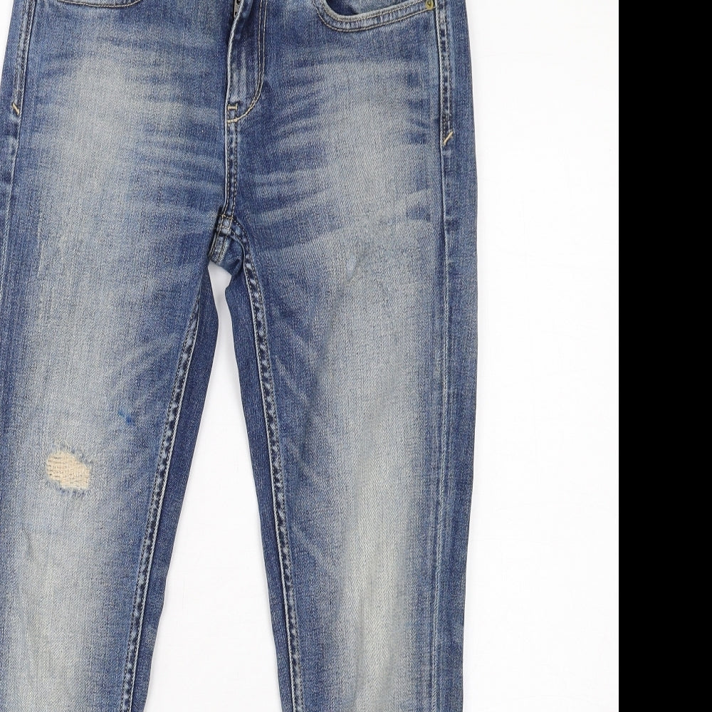 Zara Womens Blue Cotton Skinny Jeans Size 8 L28 in Regular Zip