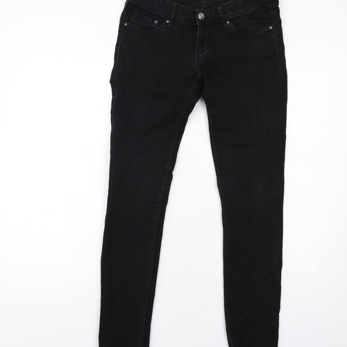 H&M Womens Black Cotton Skinny Jeans Size 8 L20 in Regular Zip