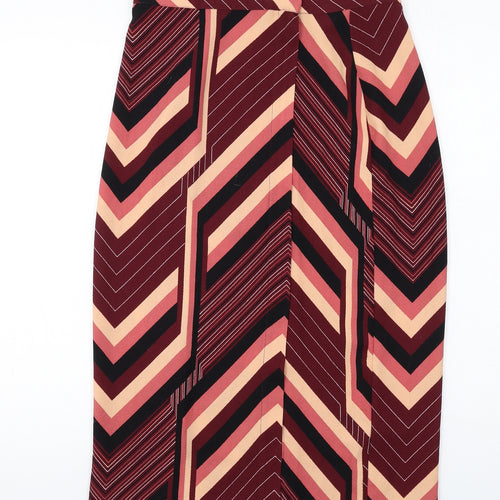 Topshop Womens Multicoloured Geometric Polyester Straight & Pencil Skirt Size 10 Zip