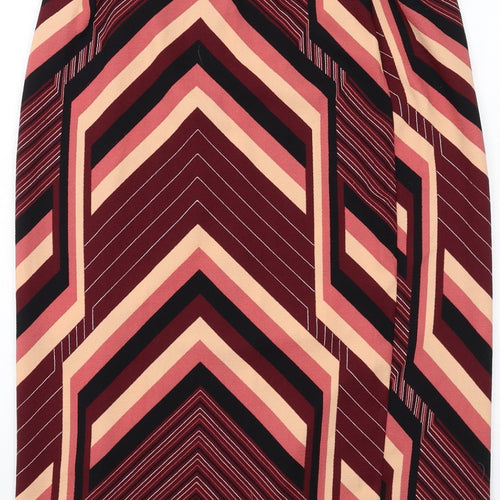 Topshop Womens Multicoloured Geometric Polyester Straight & Pencil Skirt Size 10 Zip