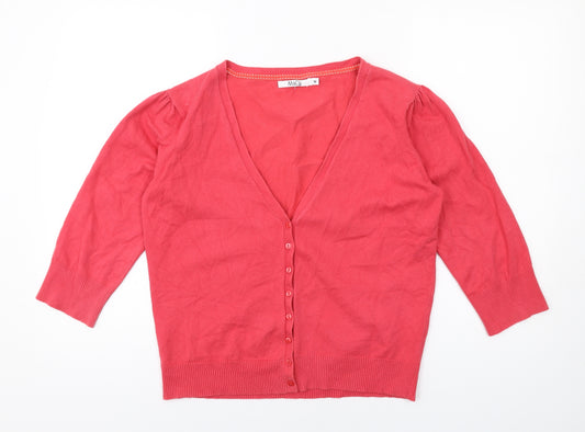 M&Co Womens Pink V-Neck Cotton Cardigan Jumper Size M