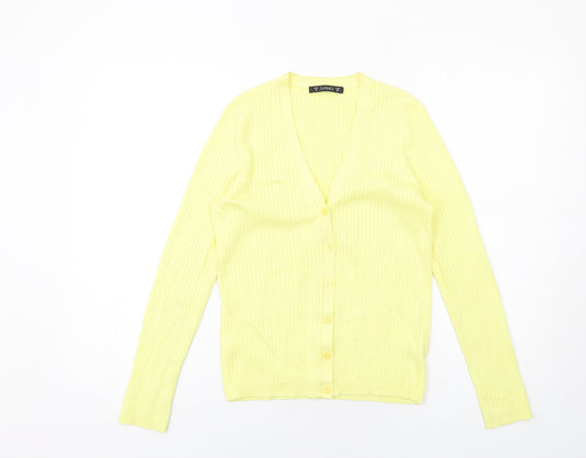 Dunnes Stores Womens Yellow V-Neck Viscose Cardigan Jumper Size 10